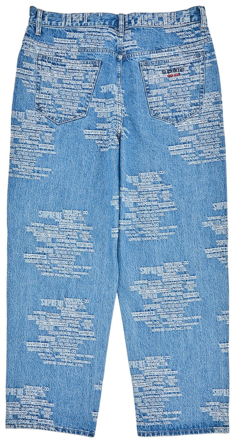 Supreme Trademark Jacquard Baggy Jean Washed Blue
