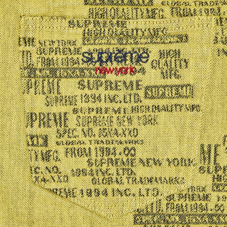 Supreme Trademark Jacquard Baggy Jean Washed Yellow