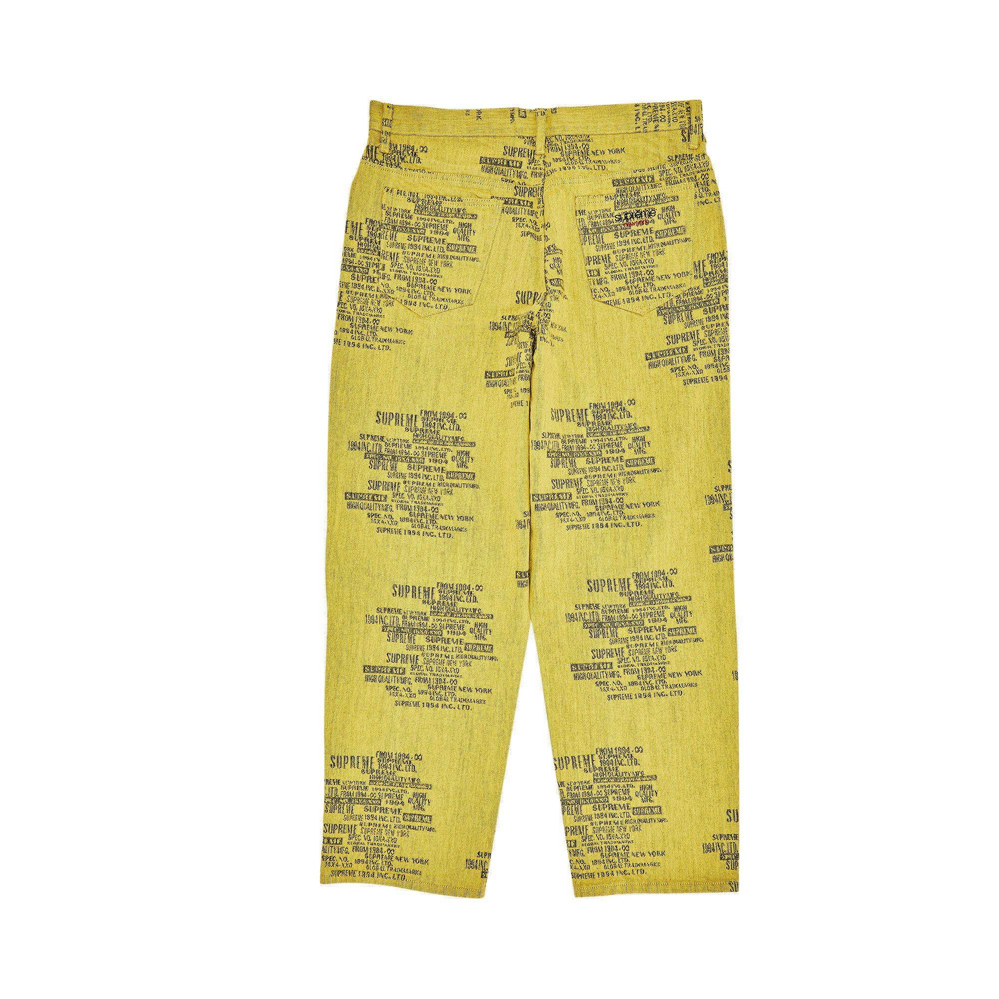 Buy Supreme Trademark Jacquard Baggy Jean 'Washed Yellow