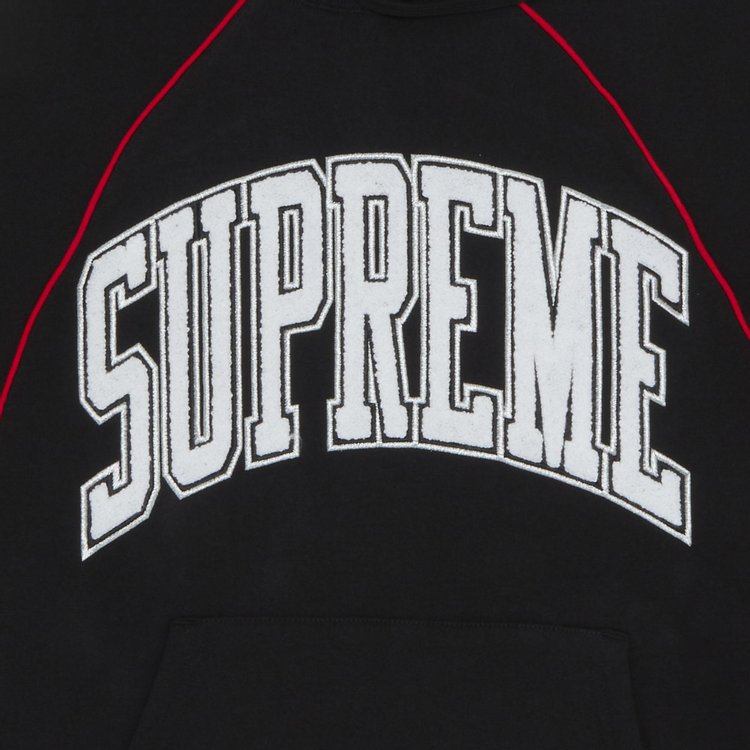 Supreme Boxy Piping Arc Hooded Sweatshirt Black