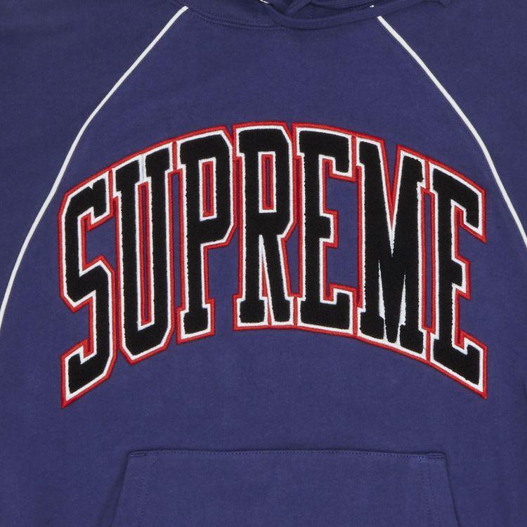 Supreme Boxy Piping Arc Hooded Sweatshirt Washed Navy