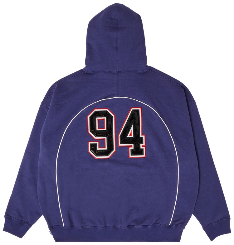 Supreme Boxy Piping Arc Hooded Sweatshirt Washed Navy