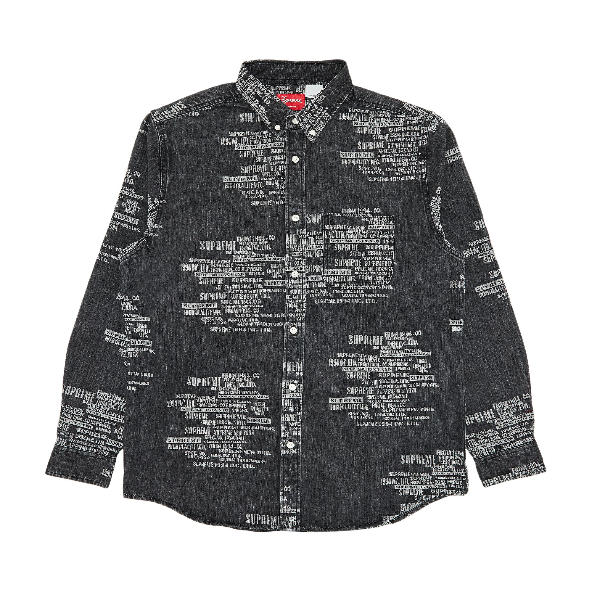 Buy Supreme Trademark Jacquard Denim Shirt 'Washed Black' - SS23S27 WASHED  BLACK | GOAT