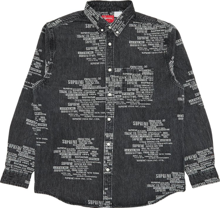 Buy Supreme Trademark Jacquard Denim Shirt 'Washed Black