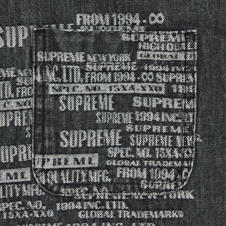 Supreme Trademark Jacquard Denim Shirt Washed Black