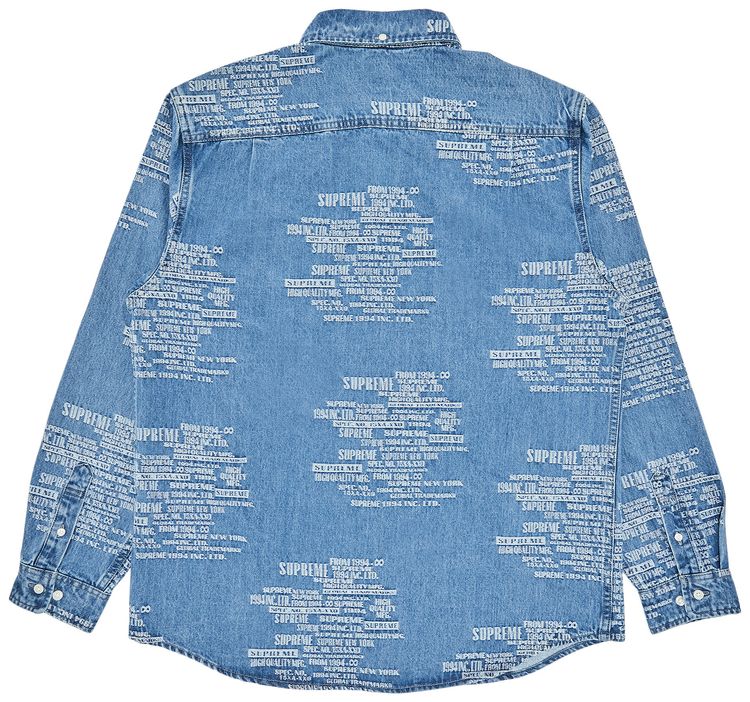 Supreme Trademark Jacquard Denim Shirt Washed Blue