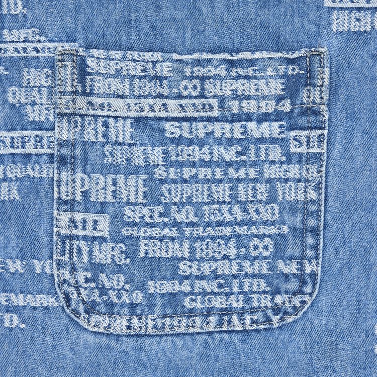Supreme Trademark Jacquard Denim Shirt Washed Blue