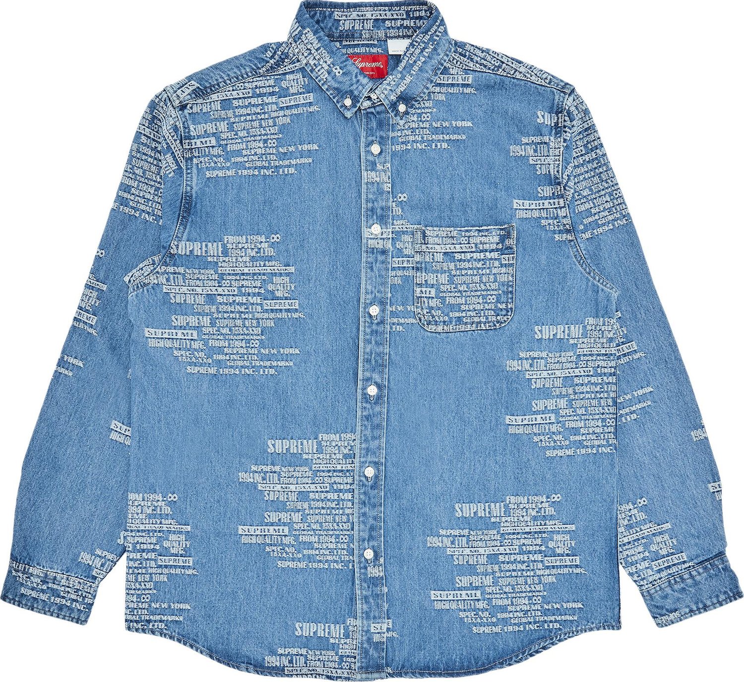 Buy Supreme Trademark Jacquard Denim Shirt 'Washed Blue' - SS23S27 ...