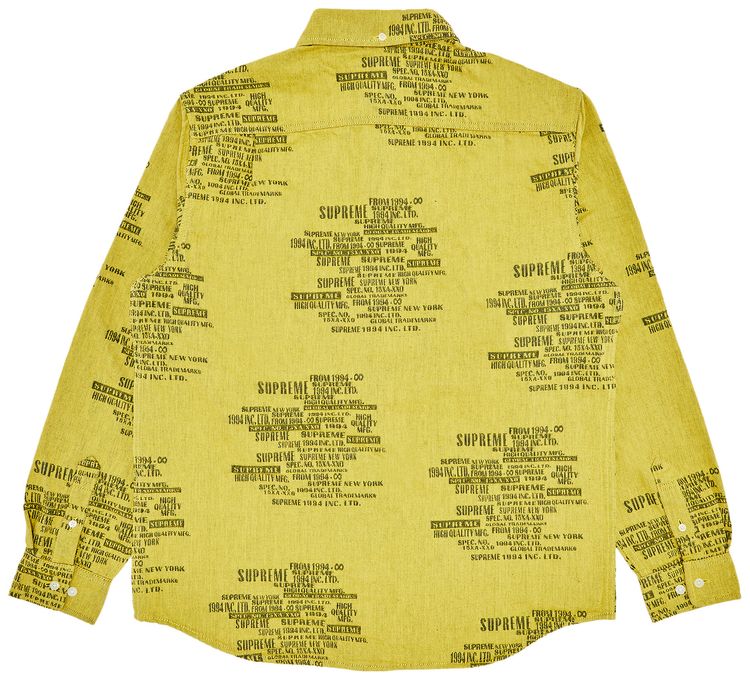 Supreme Trademark Jacquard Denim Shirt Washed Yellow