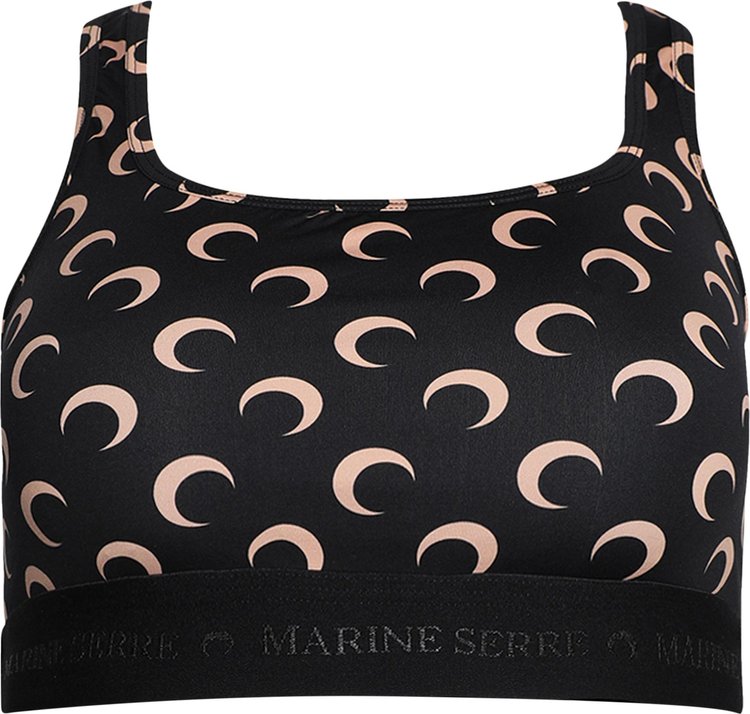 Marine Serre All Over Moon Brassiere 'All Over Moon Tan On Black'