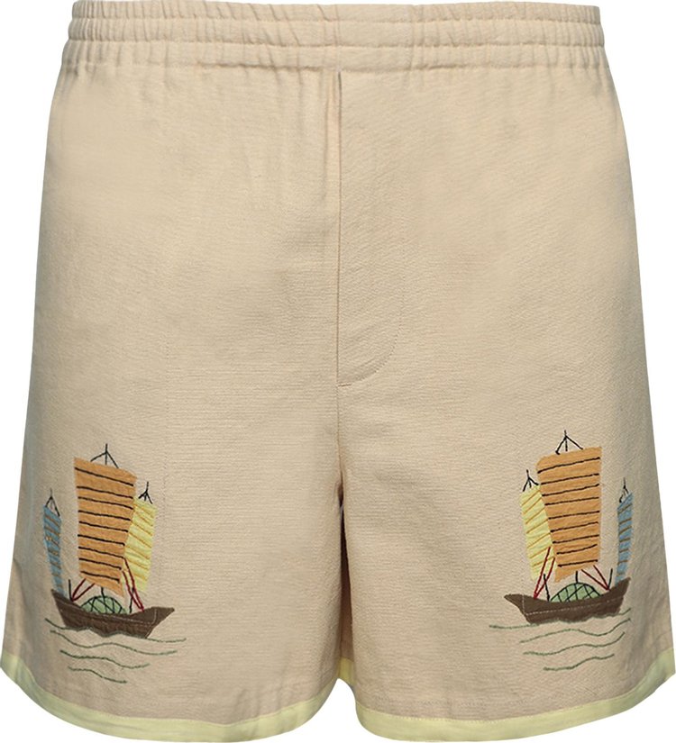 Bode Ship Applique Shorts 'Tan/Multicolor'