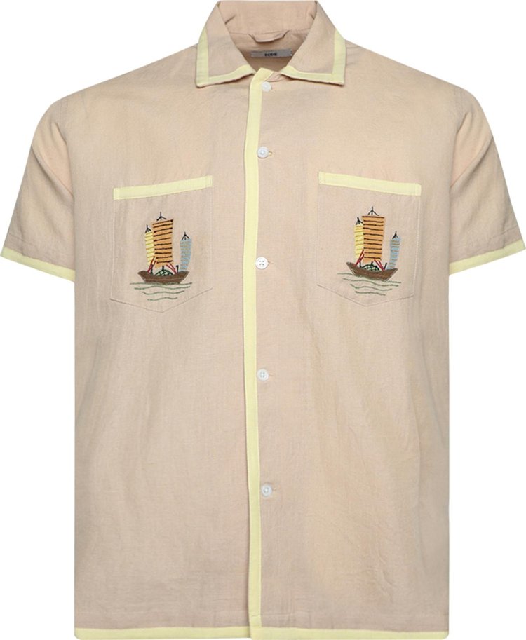 Bode Ship Applique Short-Sleeve Shirt 'Tan/Multicolor'
