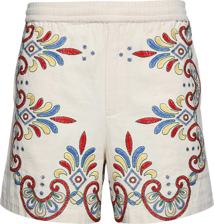 Bode Embroidered Carnival Short 'Ecru/Multicolor'