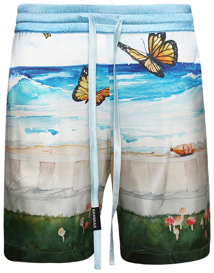 Nahmias Butterfly Beach Silk Shorts BlueMulticolor
