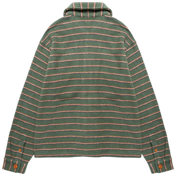 Brain Dead Striped Micro Sherpa Overshirt Green
