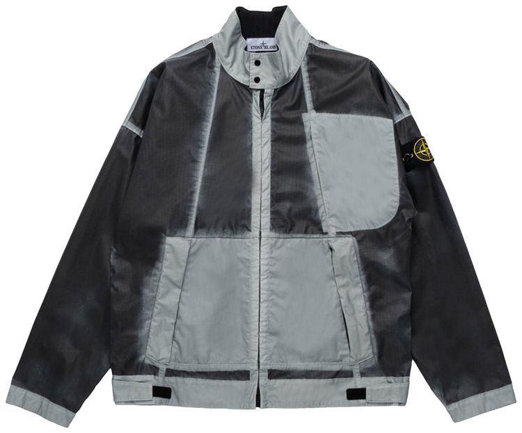 Stone Island Hand Sprayed Mussola Biker Jacket Sky Blue