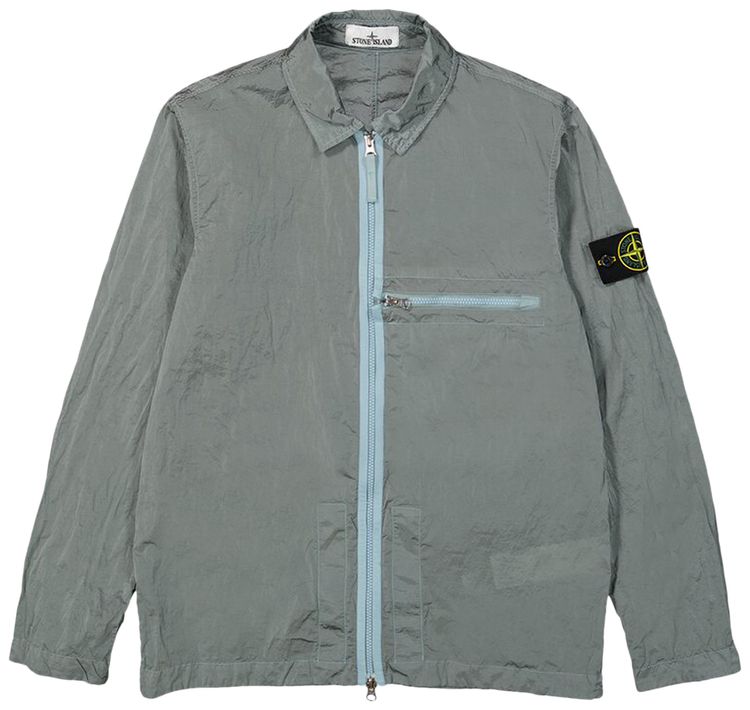 Stone Island Compass Patch Zip Up Jacket Sky Blue