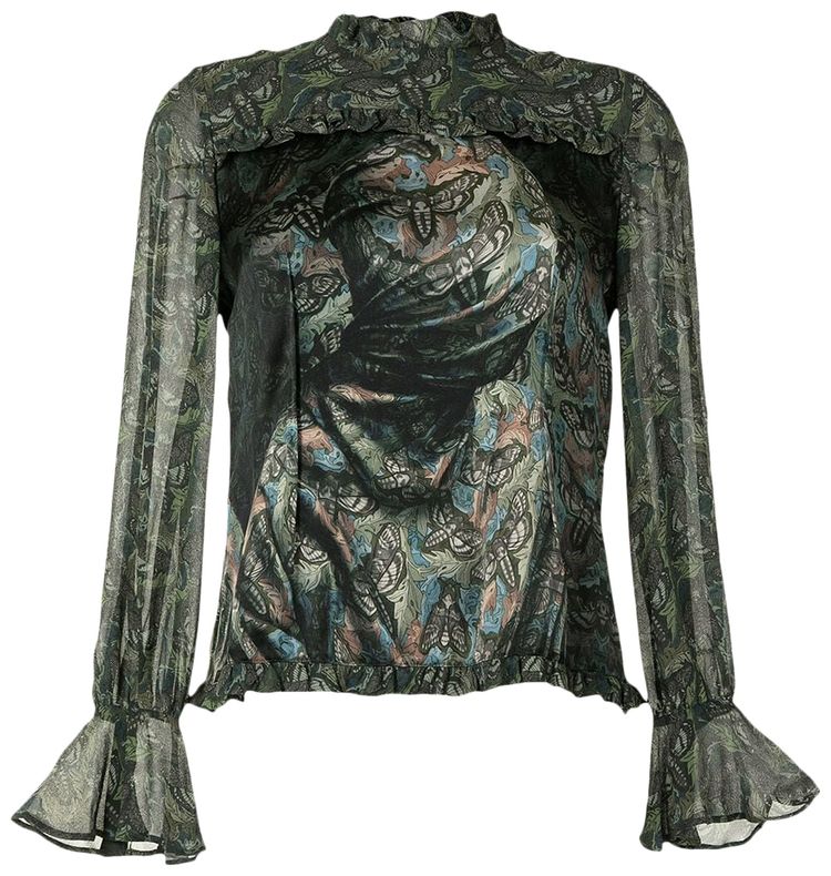 Undercover Markus Akesson Silk Ruffled Blouse Multicolor