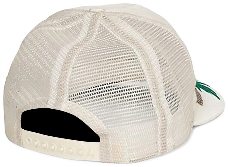 Rhude Palm Tree Quilted Satin Hat Ivory