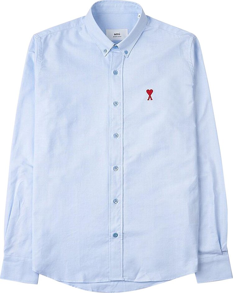 Buy Ami ADC Red Heart Oxford Shirt 'Sky Blue' - BFHSH113 CO0031 450 | GOAT