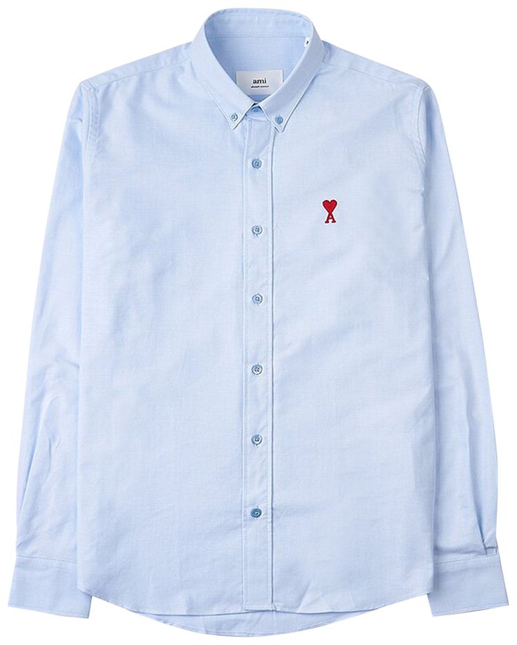 Ami ADC Red Heart Oxford Shirt Sky Blue