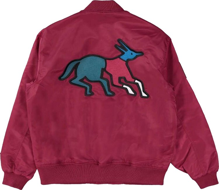 Parra Stacked Pets Varsity Jacket Deep Red