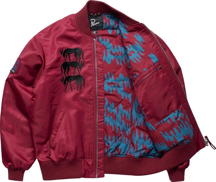 Parra Stacked Pets Varsity Jacket Deep Red