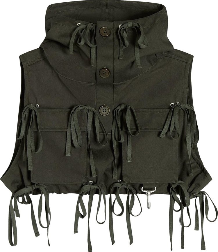 Reese Cooper Modular Pocket Twill Hooded Vest Olive