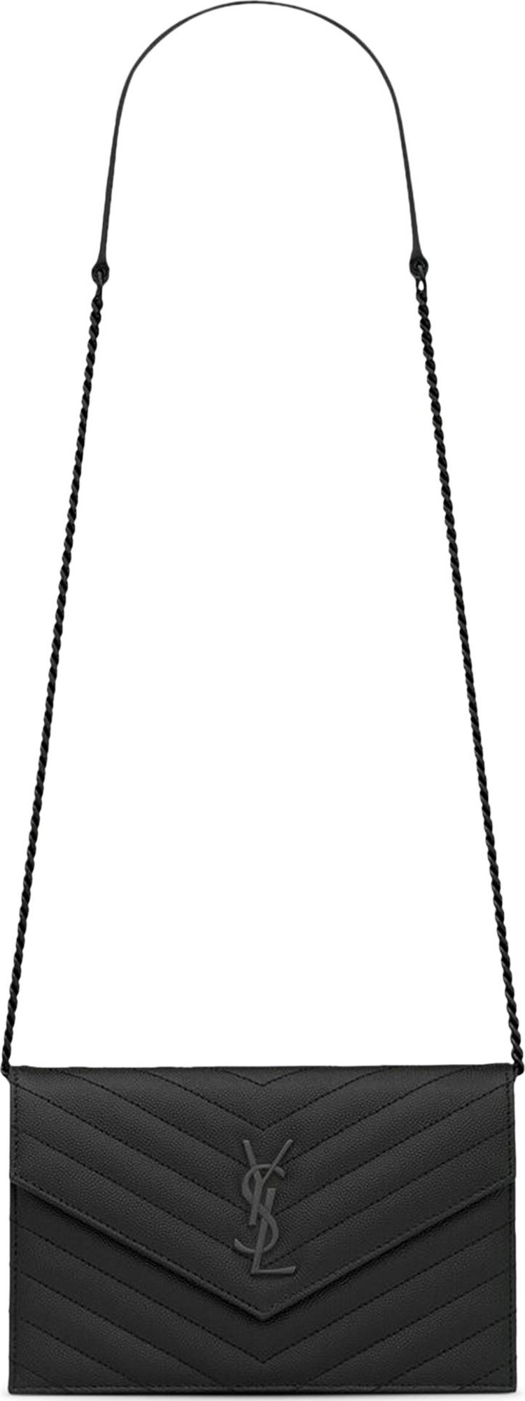 Saint Laurent Monogram Envelope Chain Wallet, White, One Size