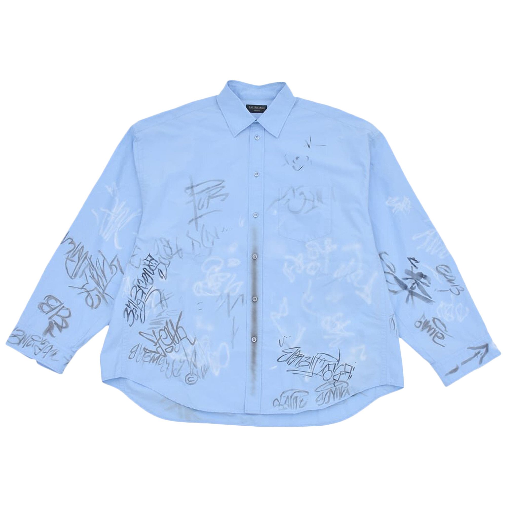 baleciaga grafitti shirt blue