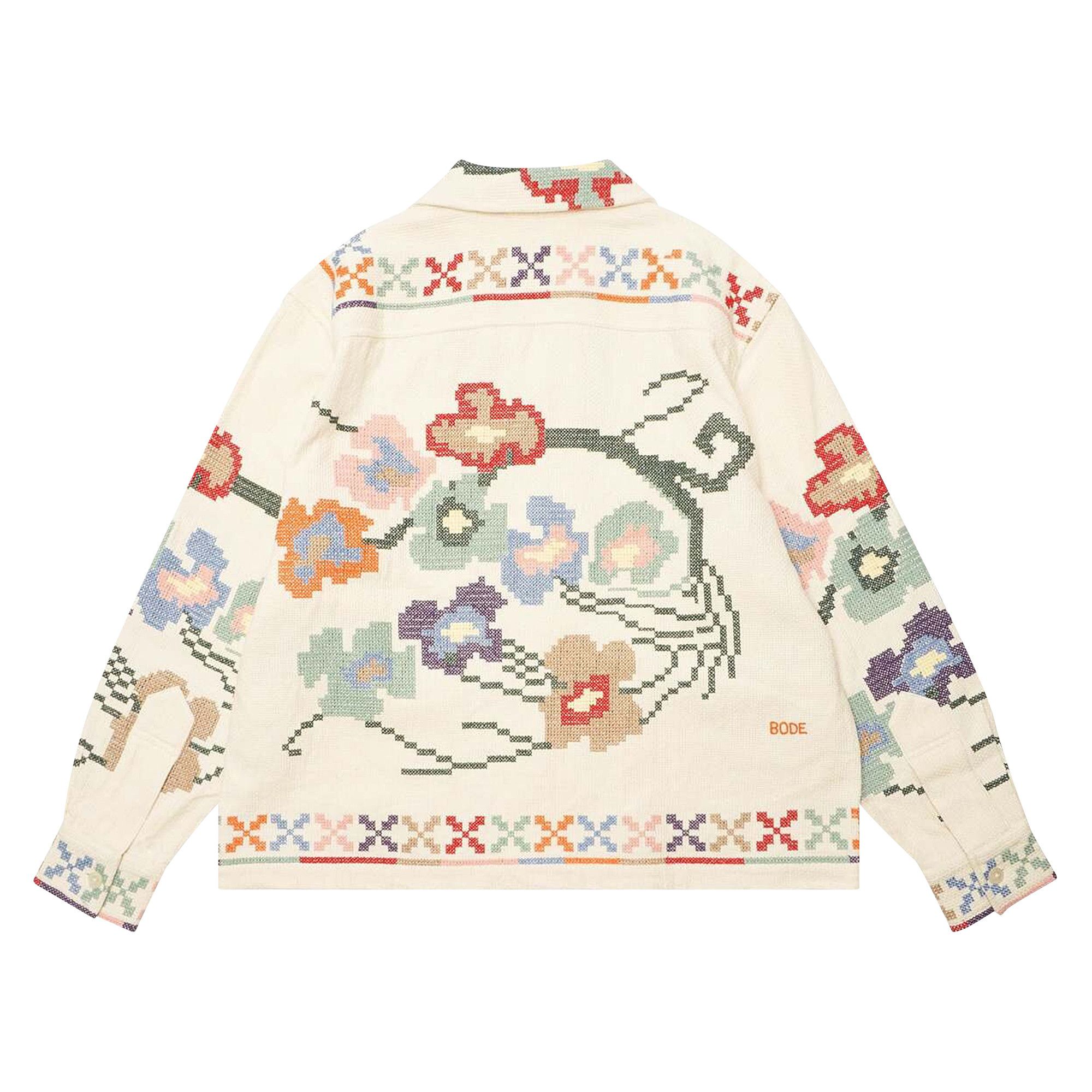 Buy Bode Prisma Embroidered Shirt 'Ecru/Multicolor