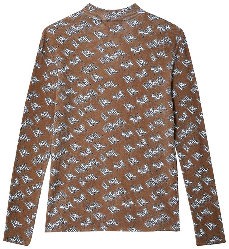 ERL Printed Waffle Long Sleeve T Shirt Brown