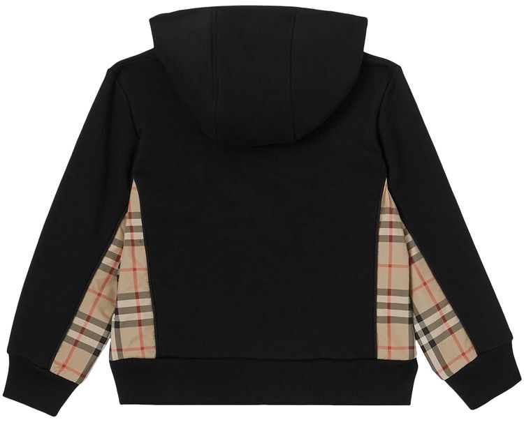 Burberry Vintage Check Zip Up Long Sleeve Hoodie Black