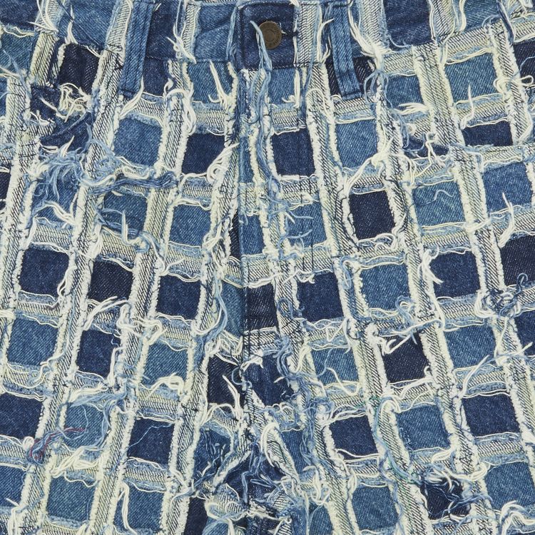 Supreme Frayed Patchwork Baggy Denim Short Washed Blue