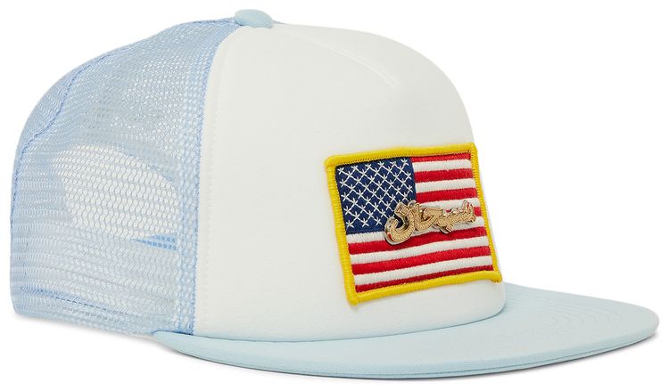 Supreme Name Plate Mesh Back 5 Panel Light Blue