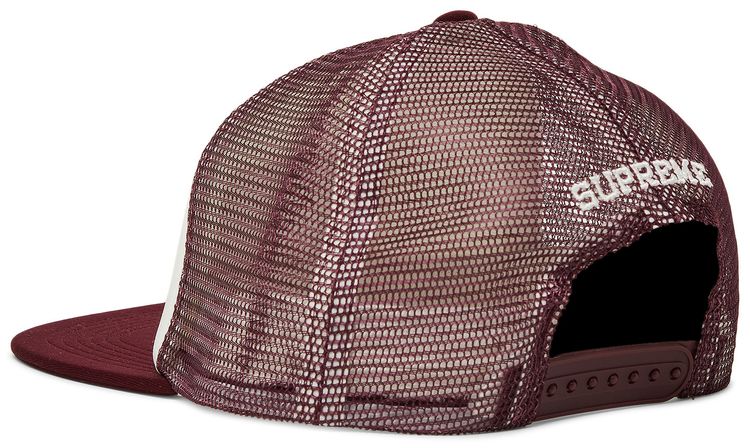 Supreme Name Plate Mesh Back 5 Panel Maroon