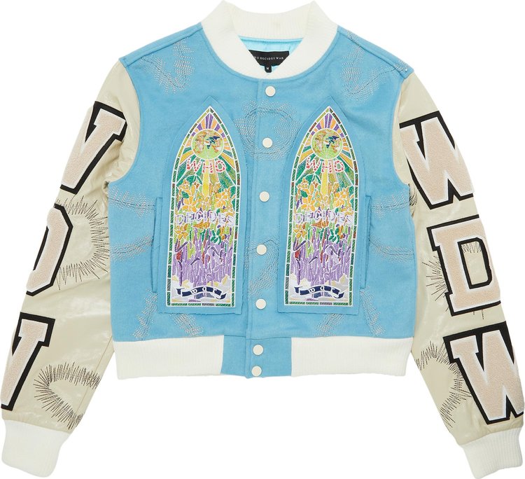 Who Decides War Namesake Varsity Jacket Sky