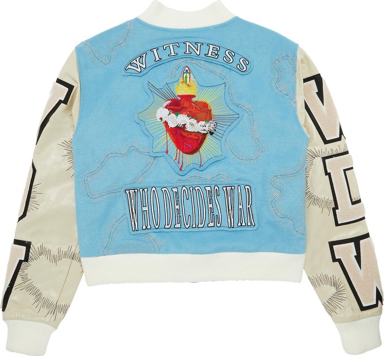 Who Decides War Namesake Varsity Jacket Sky