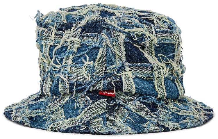 Supreme Frayed Patchwork Denim Crusher Washed Blue