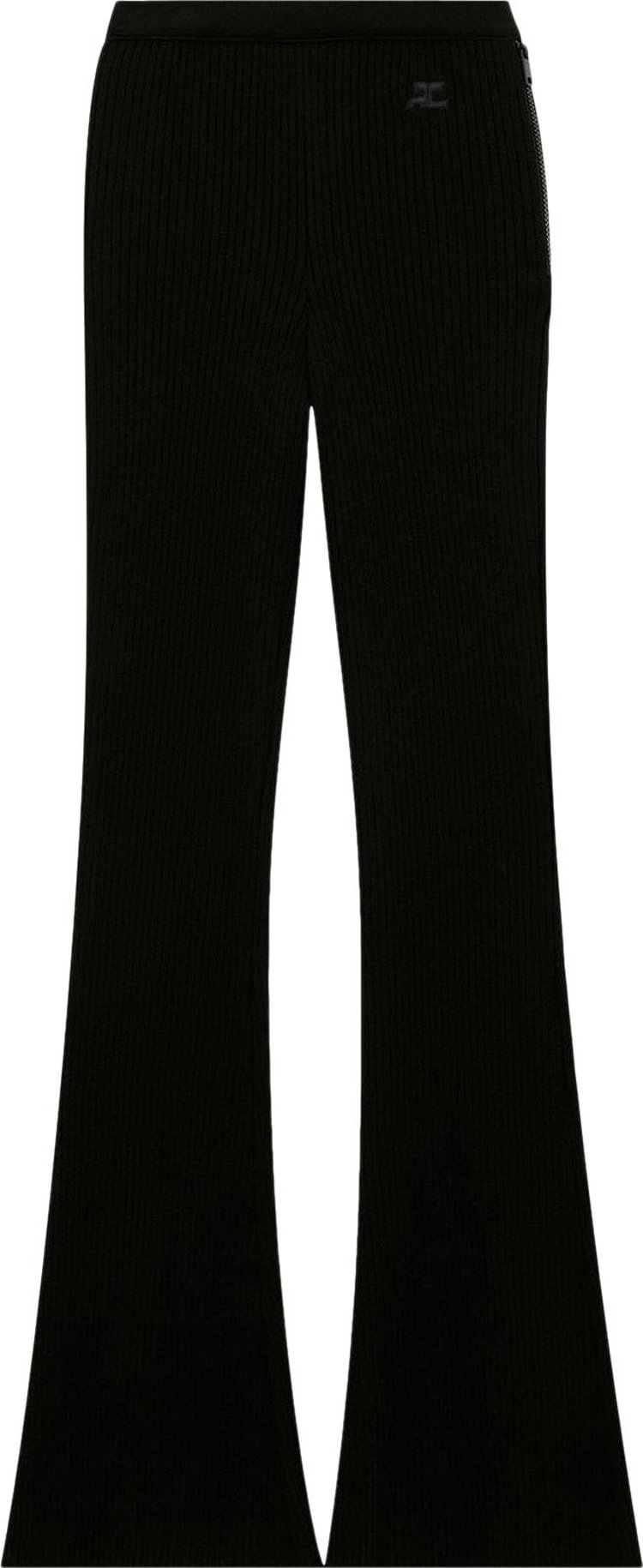 Buy Courrèges Rib Knit Flare Pants 'Black' - PERMPA017FI0001 9999