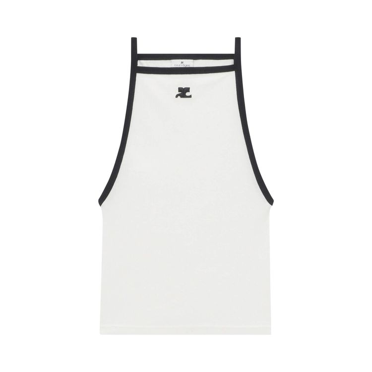 Courreges Light Ribs Contrast Tank Top WhiteBlack