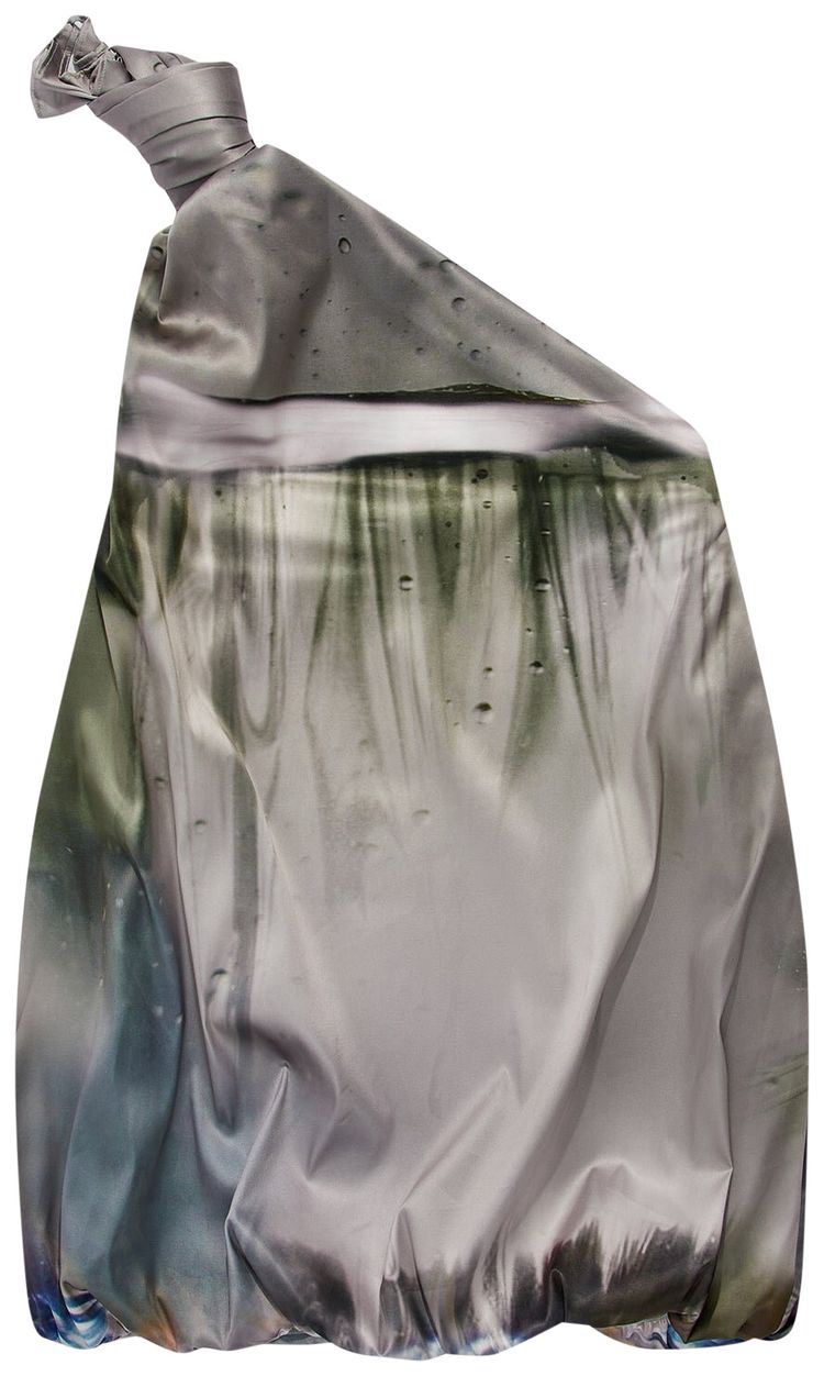 JW Anderson Printed One Shoulder Knot Dress Grey