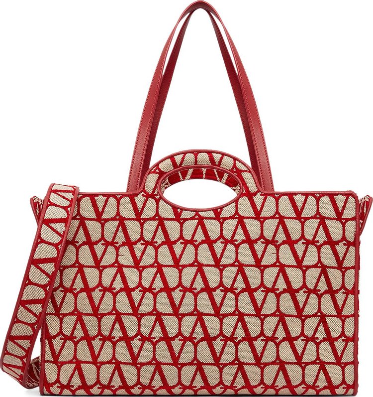 Valentino Le Troisieme Toile Iconographe Shopping Bag 'Beige/Red'