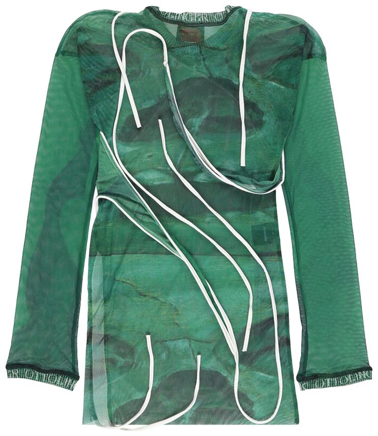 Ottolinger Mesh Wrap Long Sleeve Top Brook Print