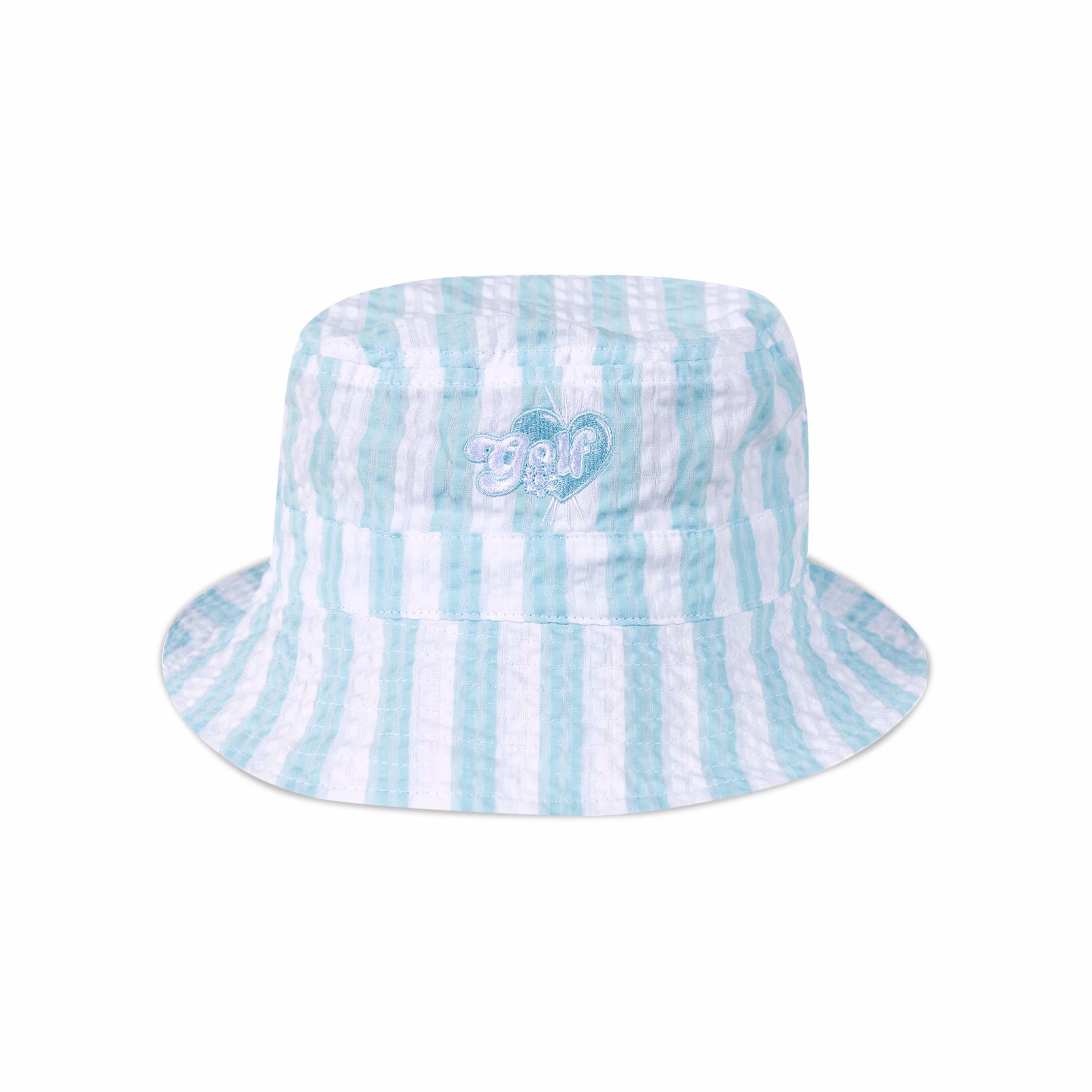 【期間限定お試し価格】 Buy 'Blue/White Hat Bucket Seersucker Wide WANG GOLF 帽子