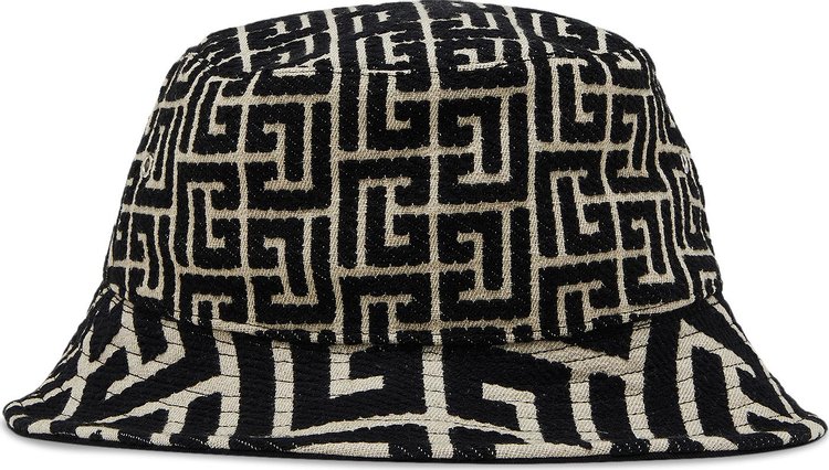 Balmain Mix Monogram Jacquard Bucket Hat IvoiryNoir