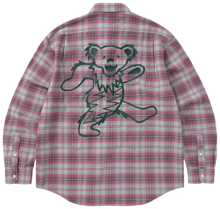 thisisneverthat x Greatful Dead Lightning Bear Plaid Shirt Plum