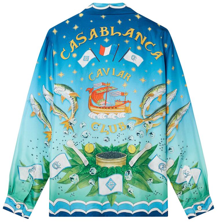 Casablanca x Caviar Kaspia Caviar Club Cuban Collar Silk Shirt Multicolor