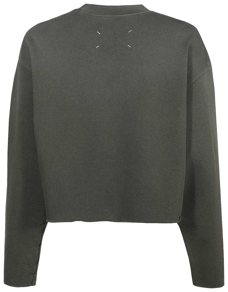 Maison Margiela Logo Embroidered Crop Sweashirt Olive