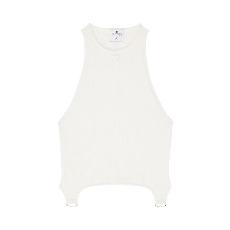 Courreges Logo Patch Suspender Knit Top White